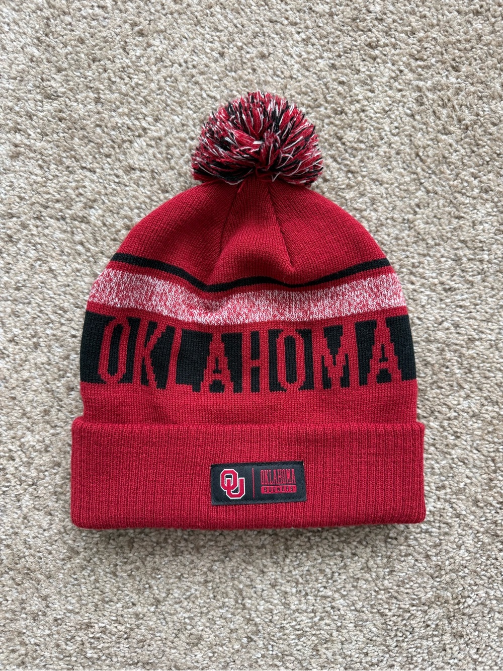 Oklahoma Sooners OU Crimson Red Knit Pom Beanie Unisex One Size